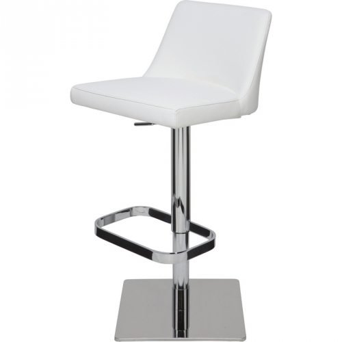 Rome Adjustable Height Bar or Counter Stool in White Naugahyde